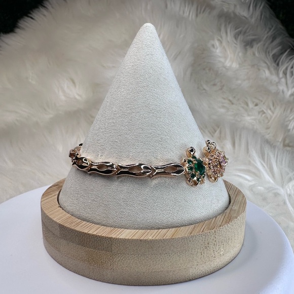 New Gold plated Turtle Bracelet with Multicolor Gemstones - Picture 9 of 10